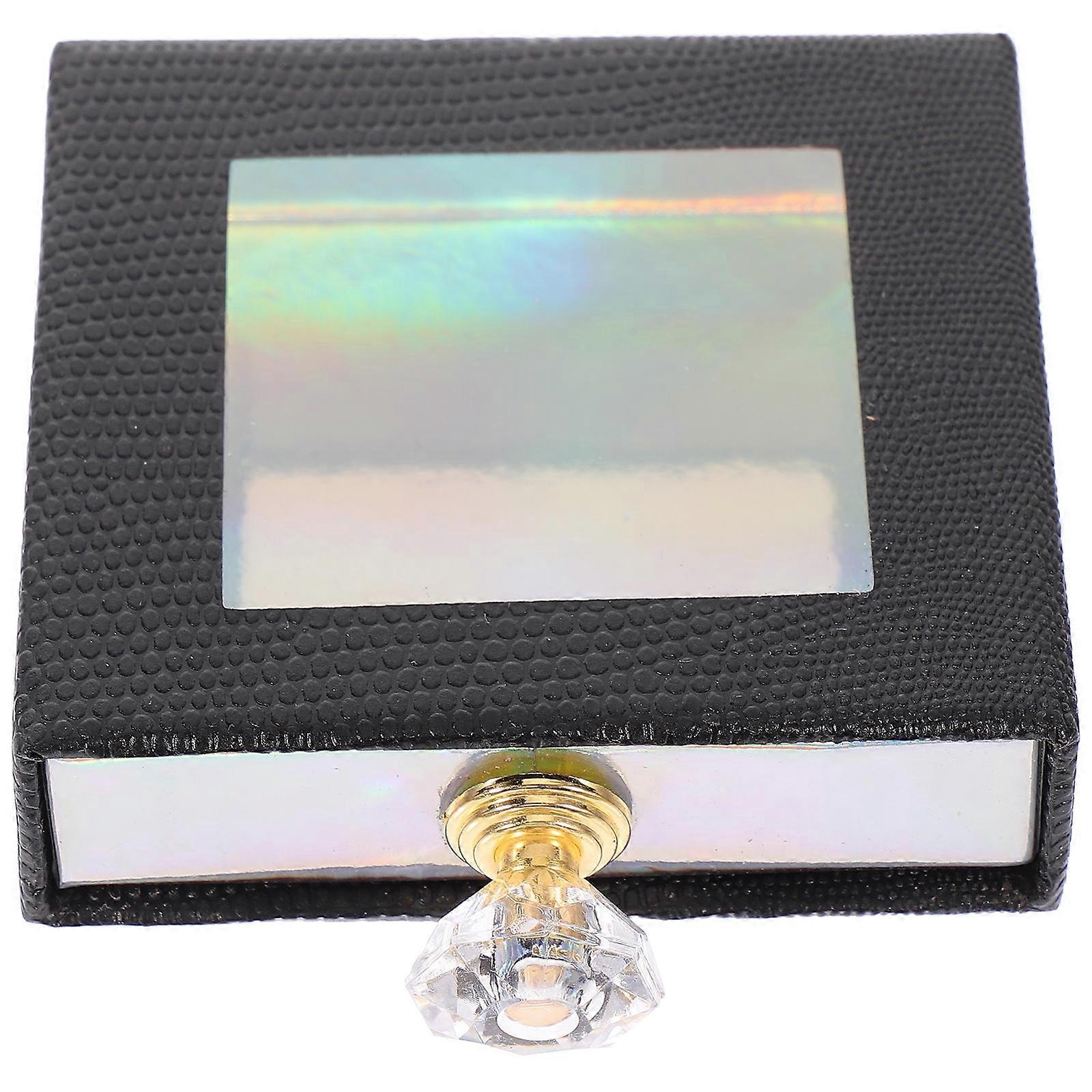 Simple Design Eyelash Storage Box Square Black Home Use 8X8X2CM Lash Storage 1Set