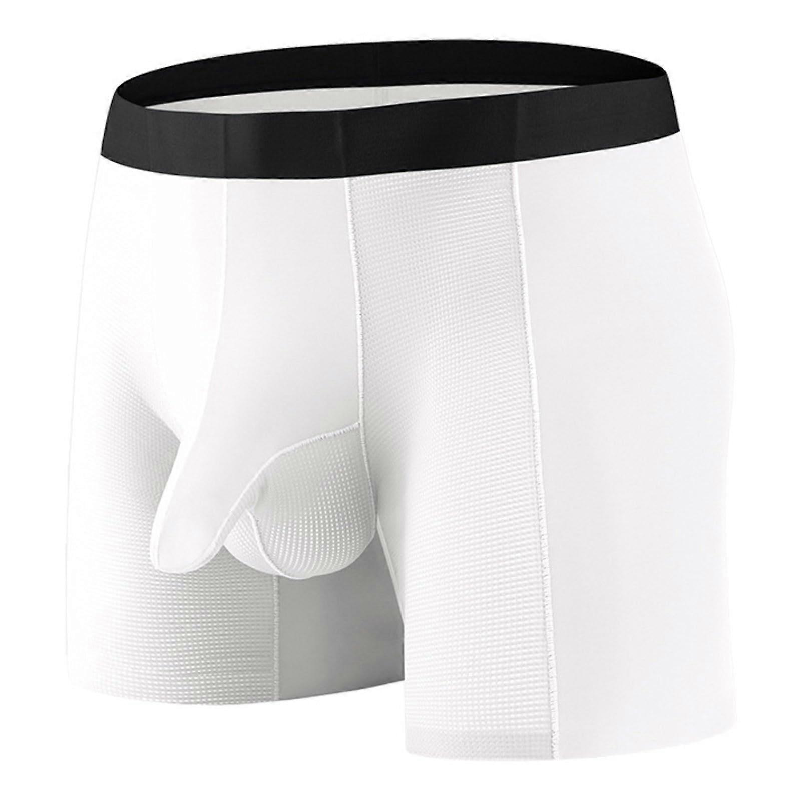 Boxershorts Herren Hohe Taille, Weiche Trunks Kurz Unterhosen Männer, Luftig Retroshorts Casual Boxer Briefs M Weiß