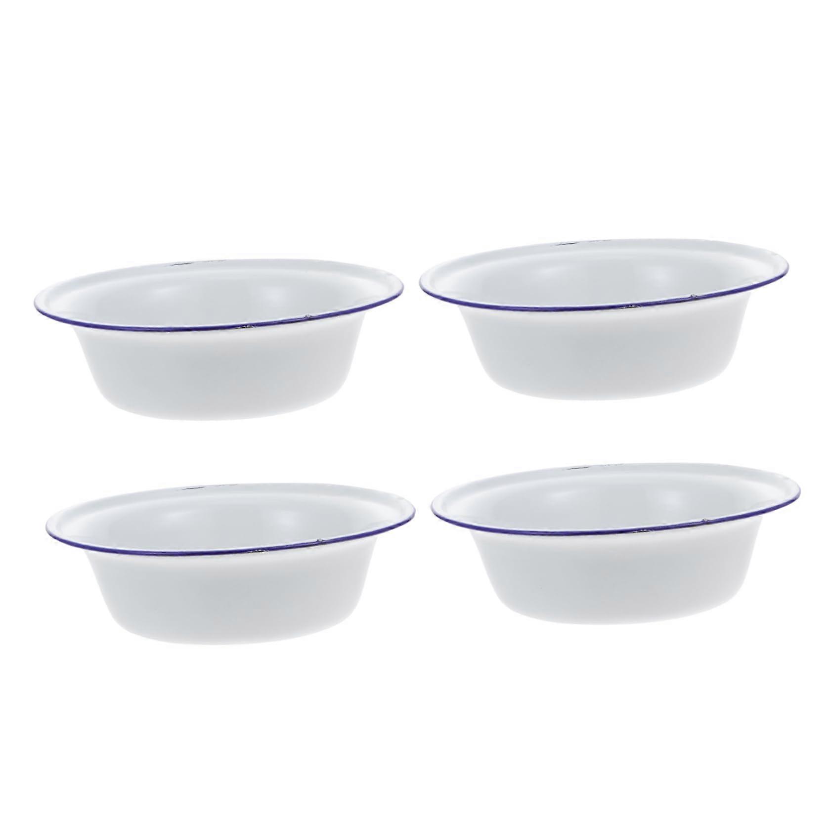 Enamel Bowls 4-Piece Set, Dishwasher Safe, Retro Design, Soup And Salad Bowls