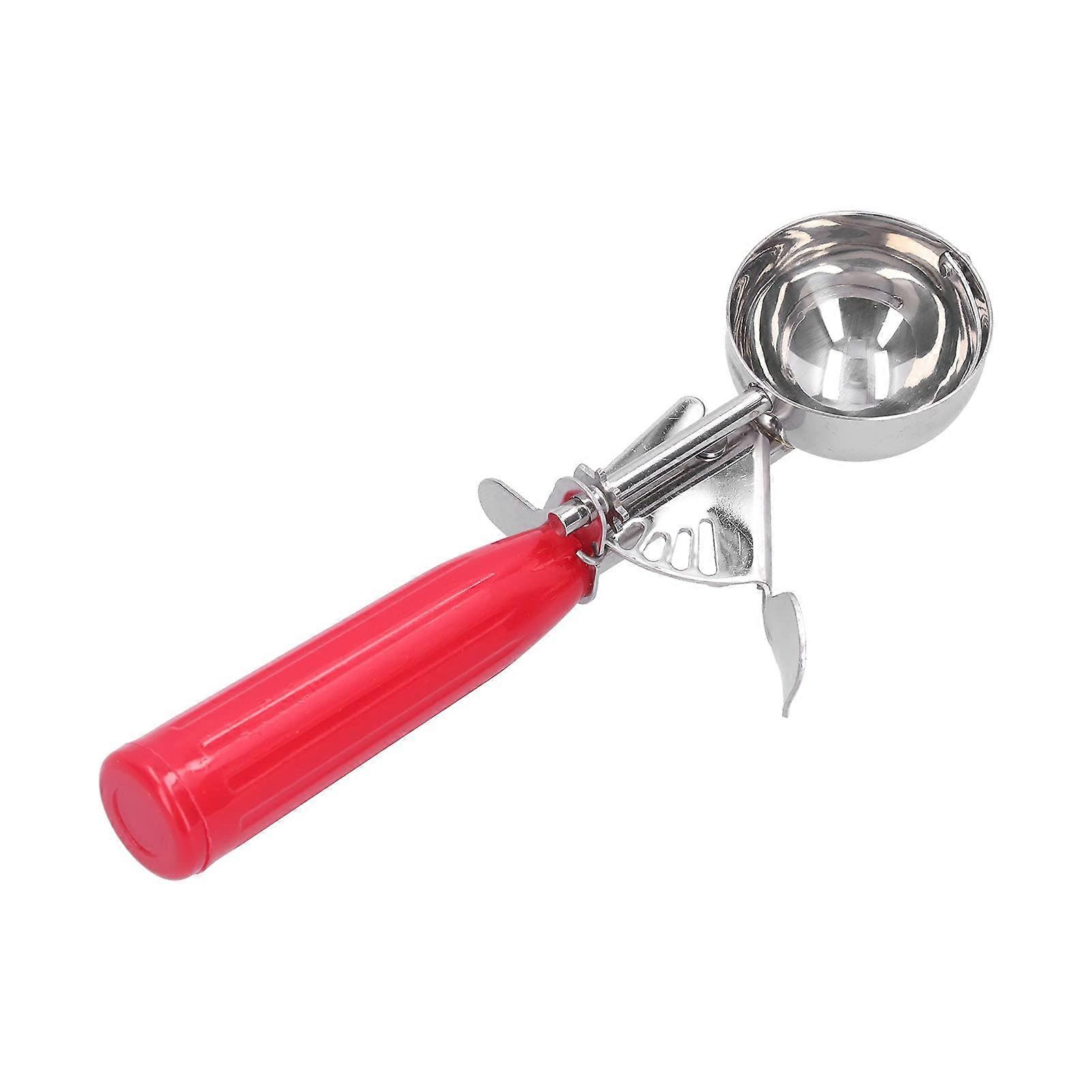 Ice cream scoop, stainless steel with trigger release, for gelato, cookie dough (Red medium)