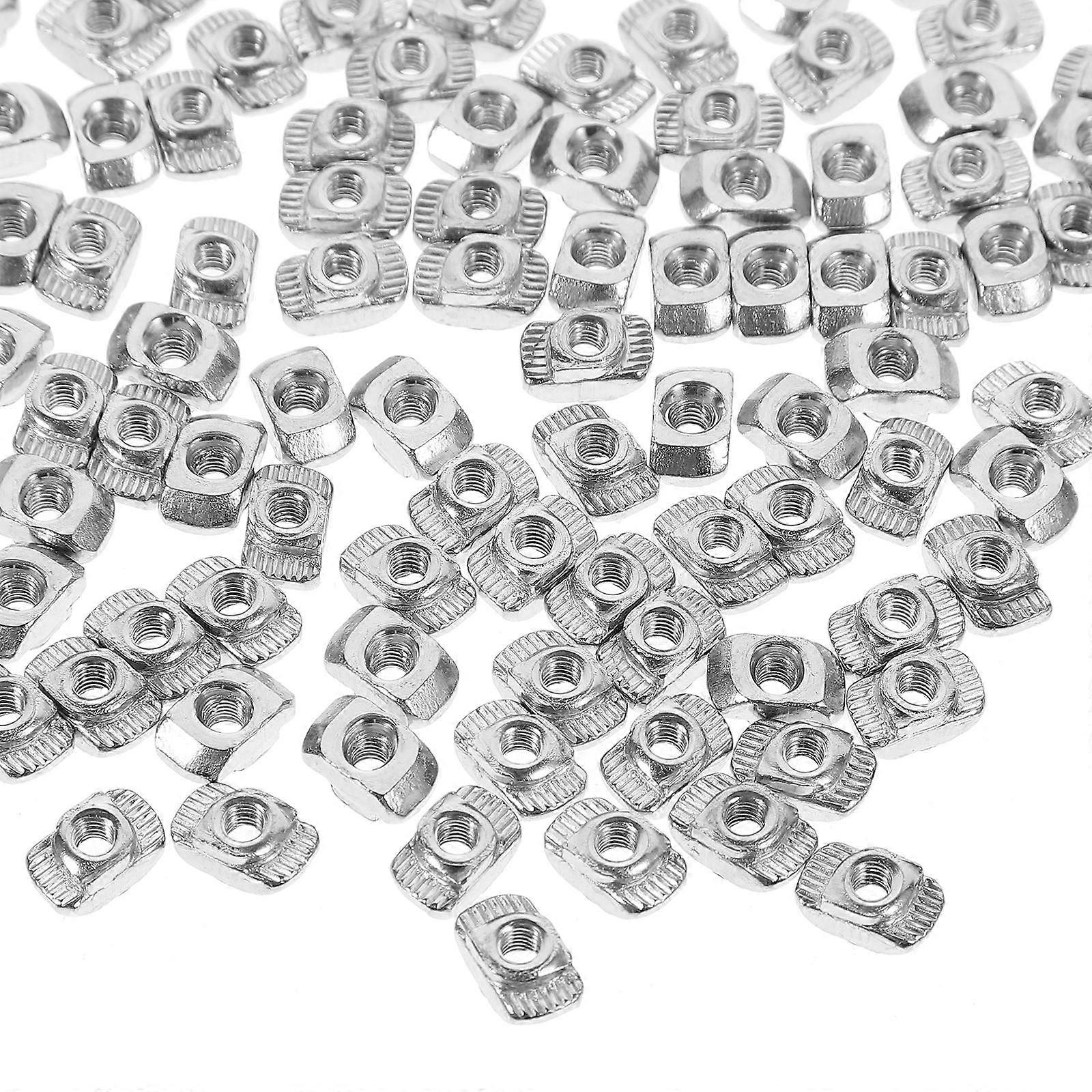 Slim T-Nut Block 100Pcs For Industrial Assembly And DIY Projects In Silver Color With Self-locking Function
