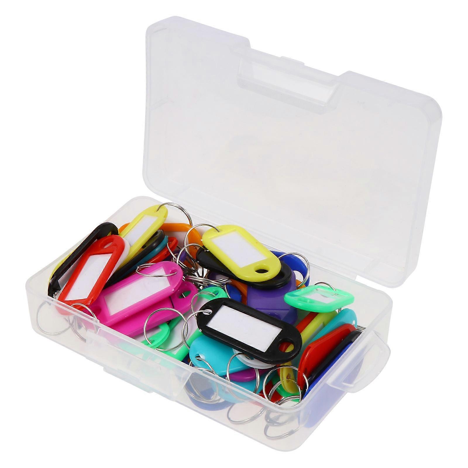 Hotel Key Tag Plastic Id Label for Keys 50Pcs with Portable Split Ring