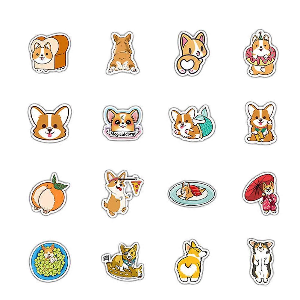 50 Sheets Corgi Design Decorative Stickers for Scrapbooking, Laptops, Skateboards, and Fridges   Cute Pack