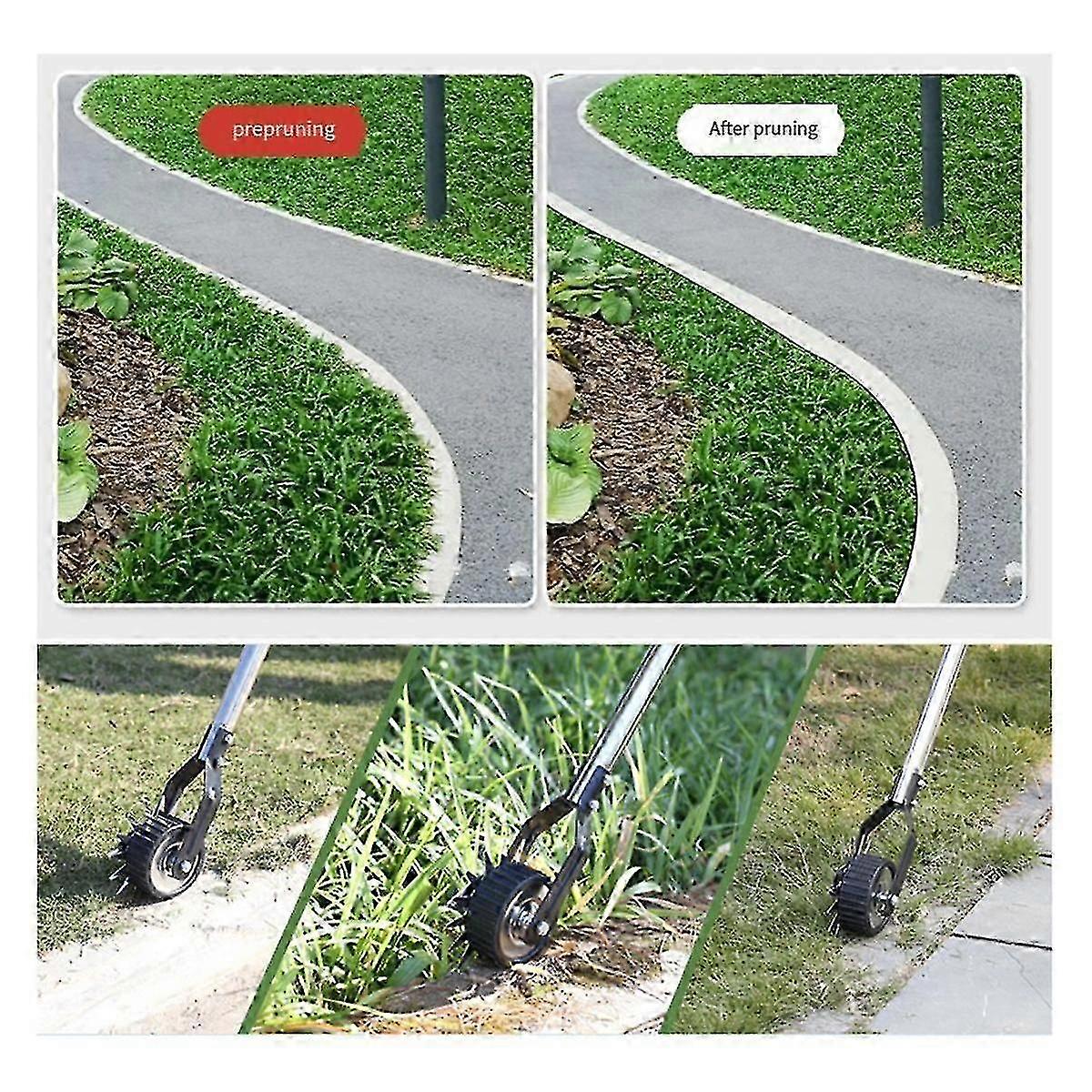 2025 Wheel Rotary Edger, Manual Edger Lawn Tool,Adjustable Length with Sturdy 4-Section Stainless Steel L