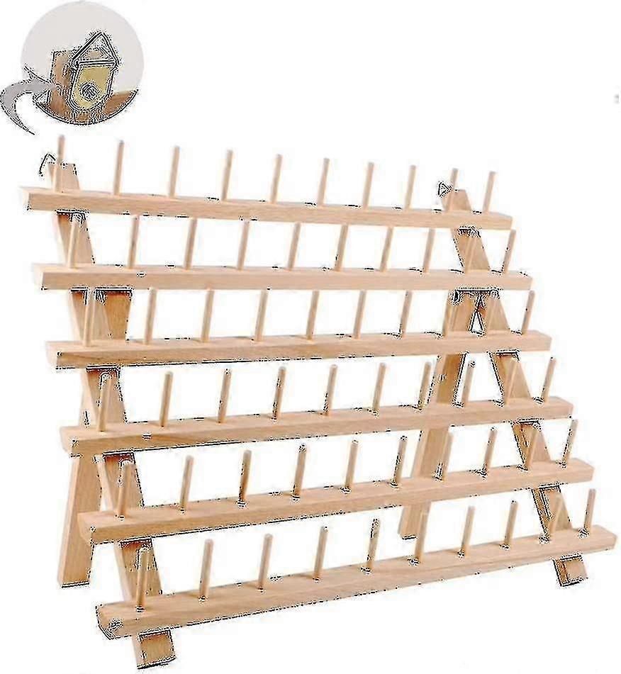 60スプール木製スレッドホルダー縫製と刺繍スレッドラックとオーガナイザースレッドラック吊り下げフック付き縫製用