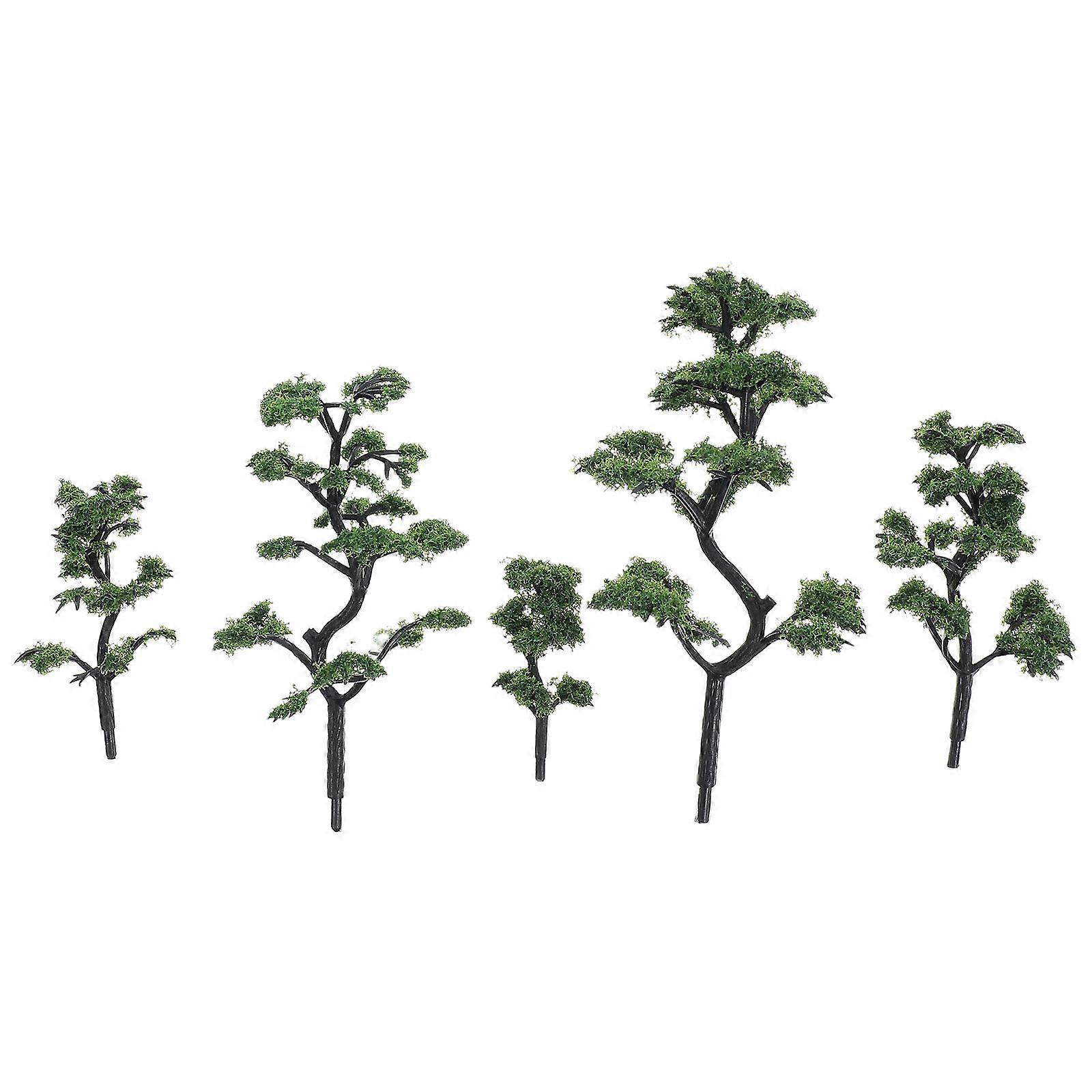 Miniature Simulation Model Landscape Tree 5Pcs With Lifelike Appearance For Fairy Gardens And Beach Scenes In Green Plastic
