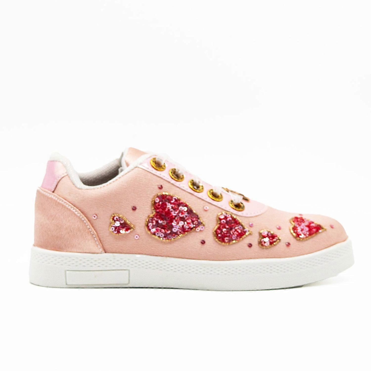 Neriah luxury pink satin handmade embellished tennis shoe