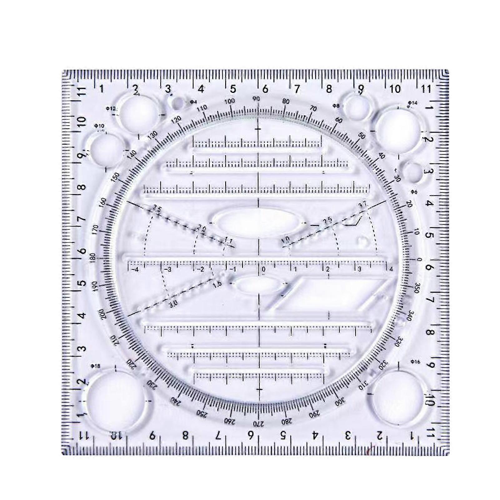 Multifunctional Ruler Geometric Drawing Template Measuring Tool For School Office Supplies