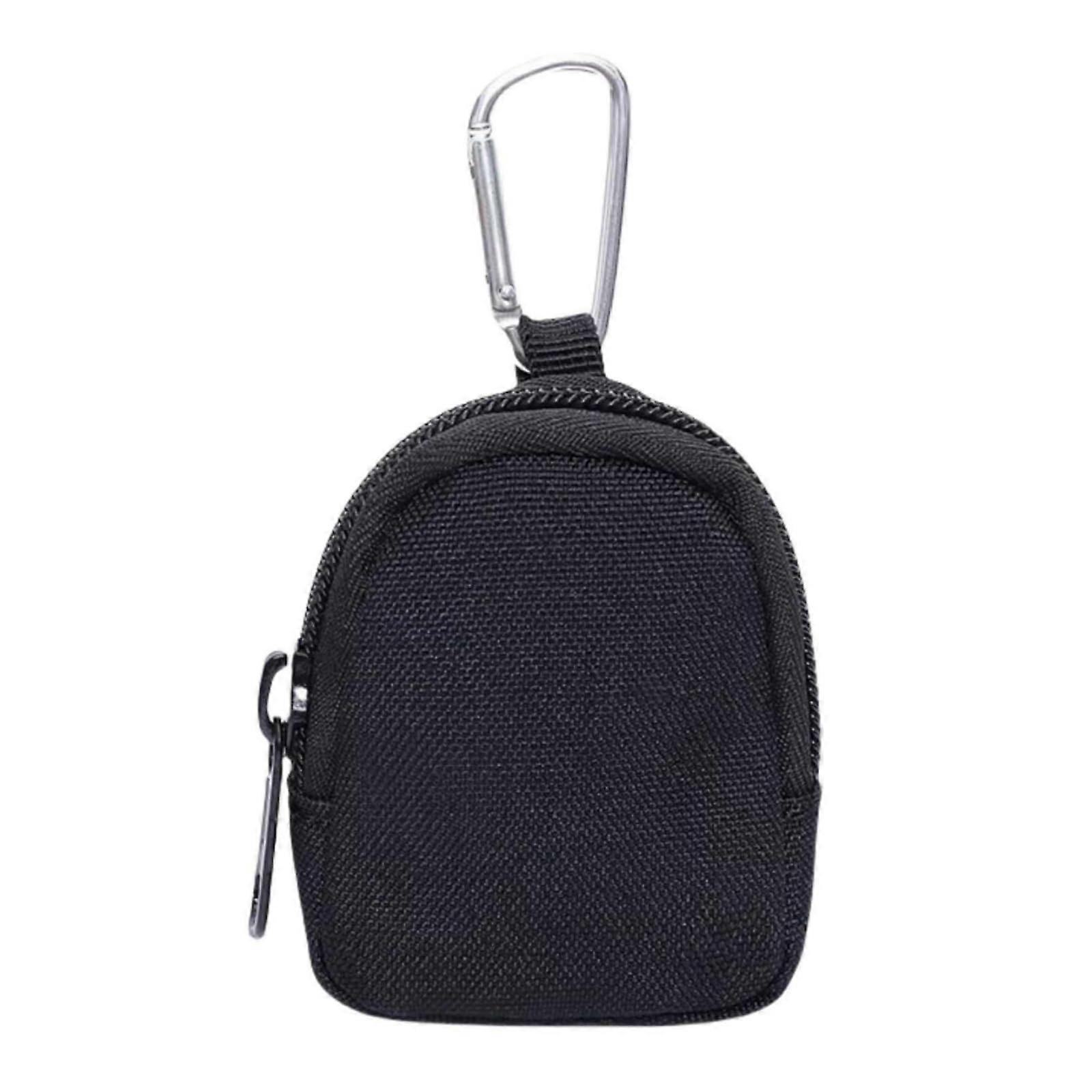 Coin Purse Men, Round Coin Bag with Hook, Zipper Coin Pouch for Men, Small Portable Belt Wallet with Carabiner
