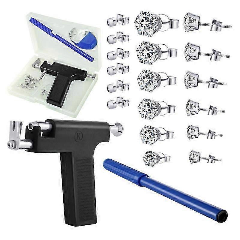 Stainless Steel Ear Piercing Gun With Earrings, Self Nose Body Navel Piercing Kit With 12 Pairs Stud Earrings For Home Salon Use