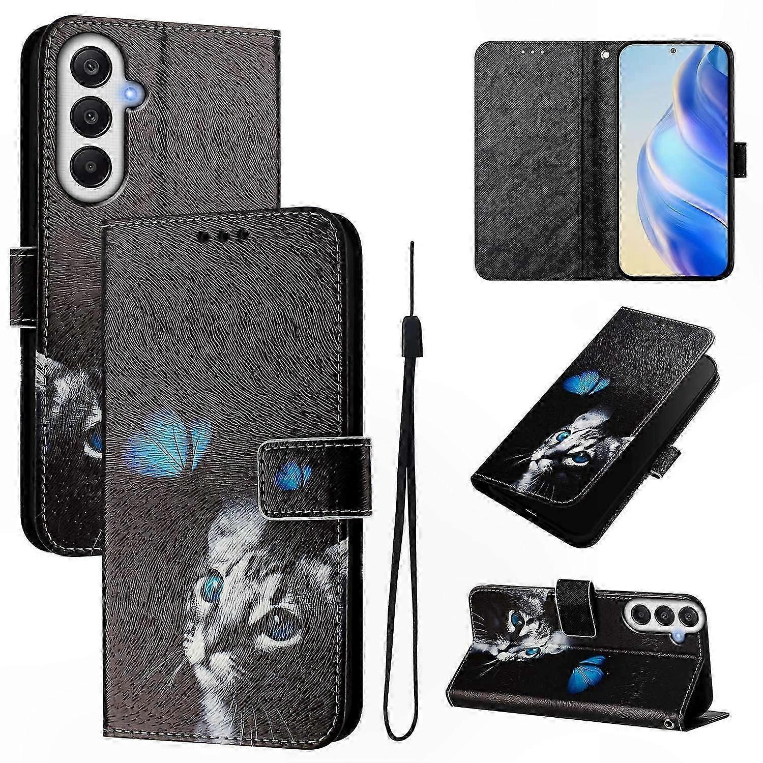 Pattern Printed Wallet Case with Strap for 5G Phones