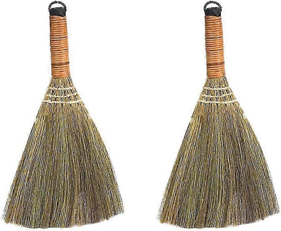 2Pcs Portable Desk Grass Broom Set, Thai Handle Sweeping Cleaning Tool