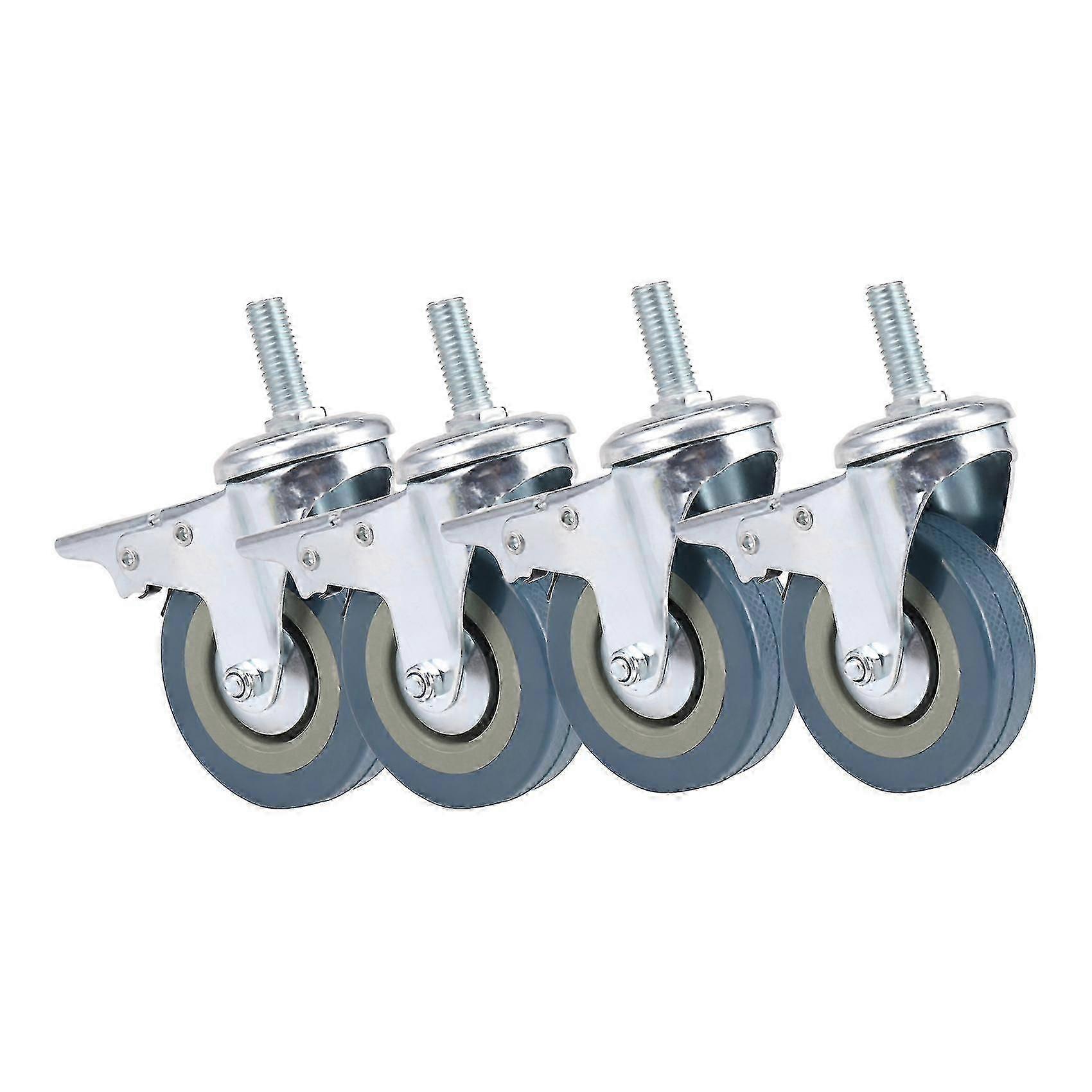 Set of 4 Heavy Duty 75mm Swivel Castor with Brake Trolley Casters Wheels for Furniture