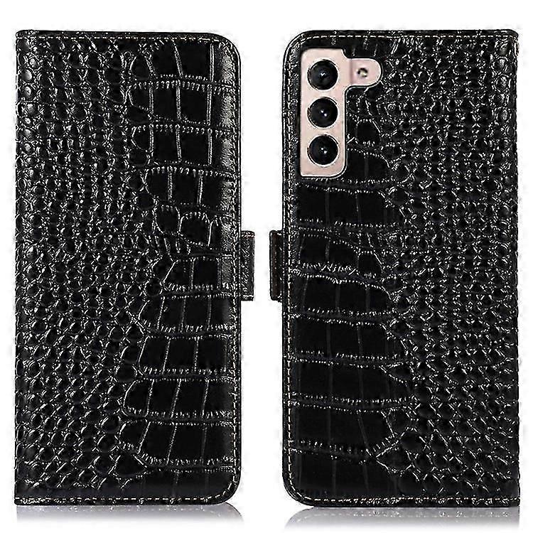 Galaxy S23 Genuine Crocodile Leather RFID Wallet Case with Magnetic Stand Closure