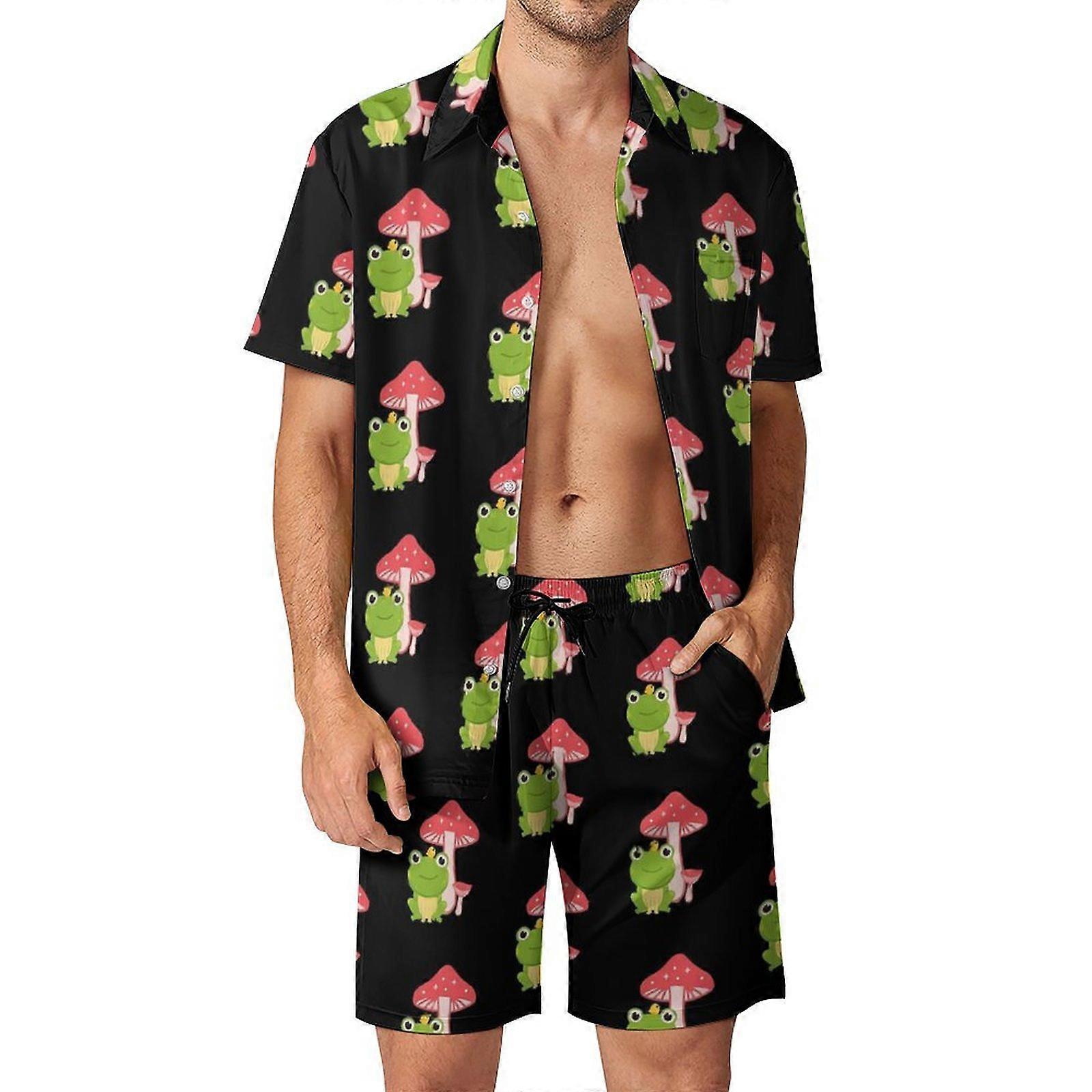 Shirt Set Men's Summer Frog Print 3D Printed-Style 1S
