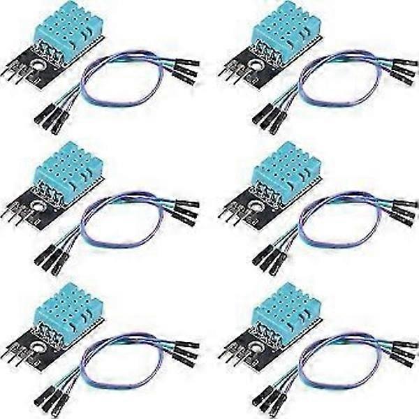 6pcs Temperature and Humidity Sensor Module 3.3v-5v Humidity Measurement Range 20%-95% Range 0-50 With Cable