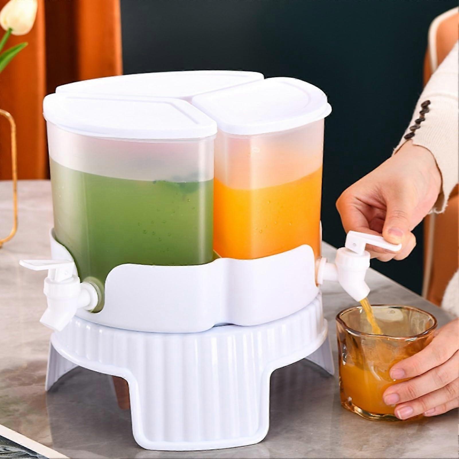 Rotating Cold Water Bottle 3-Compartment Fridge Drink Dispenser, Large Capacity Clear White Design