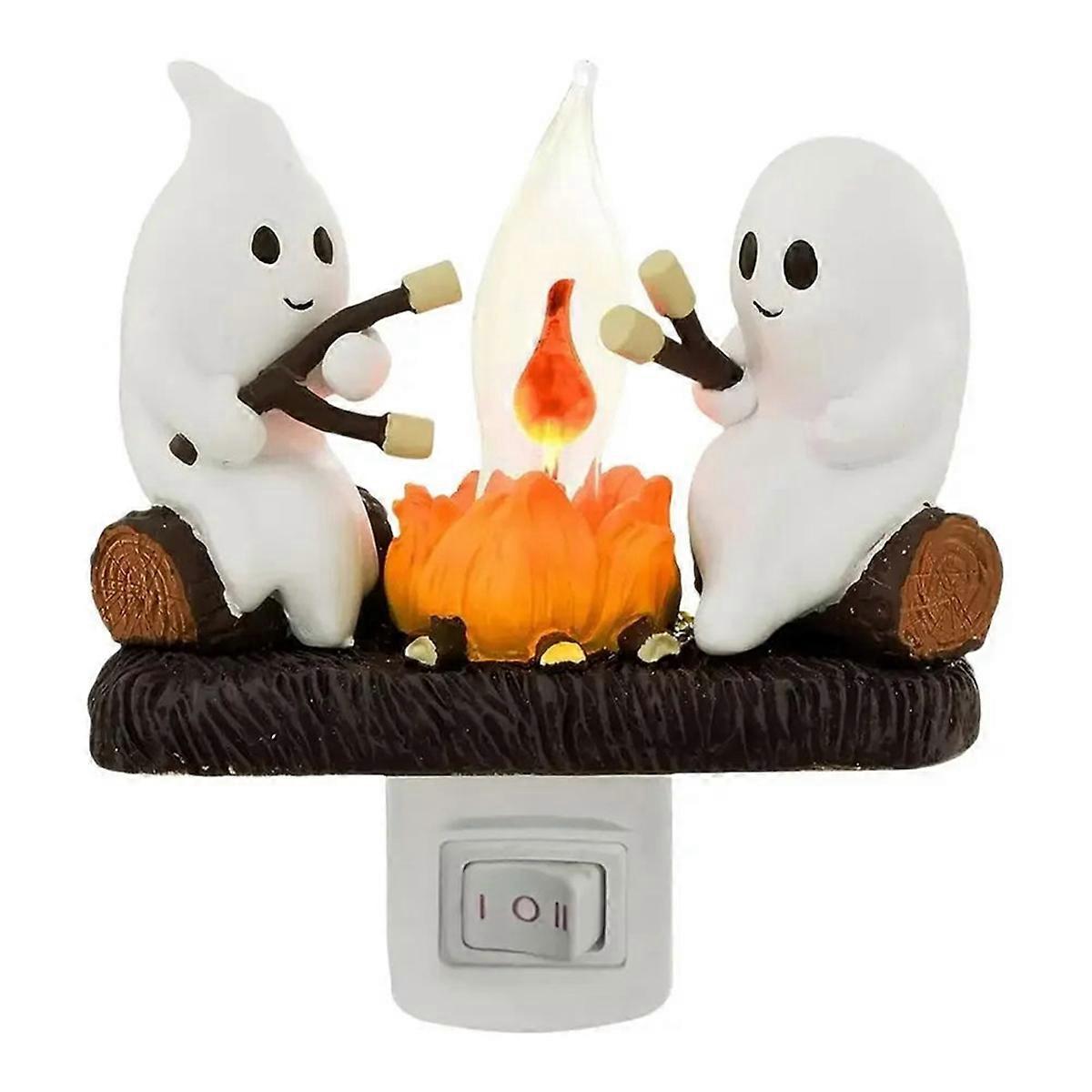 Halloween GHOSTS ROASTING CAMPFIRES MORES Chost Design Lamp US Plug