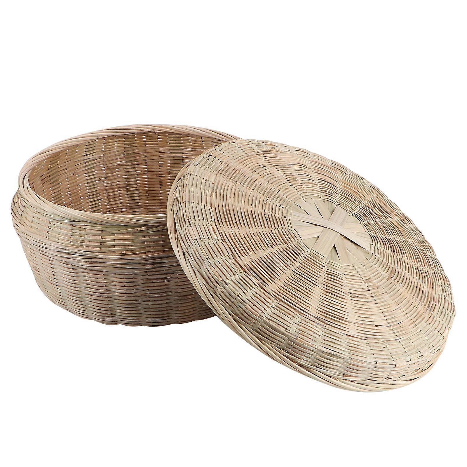 Bamboo Basket Woven Storage Container Kitchen Use Assorted Color Sealing Function 1Pc