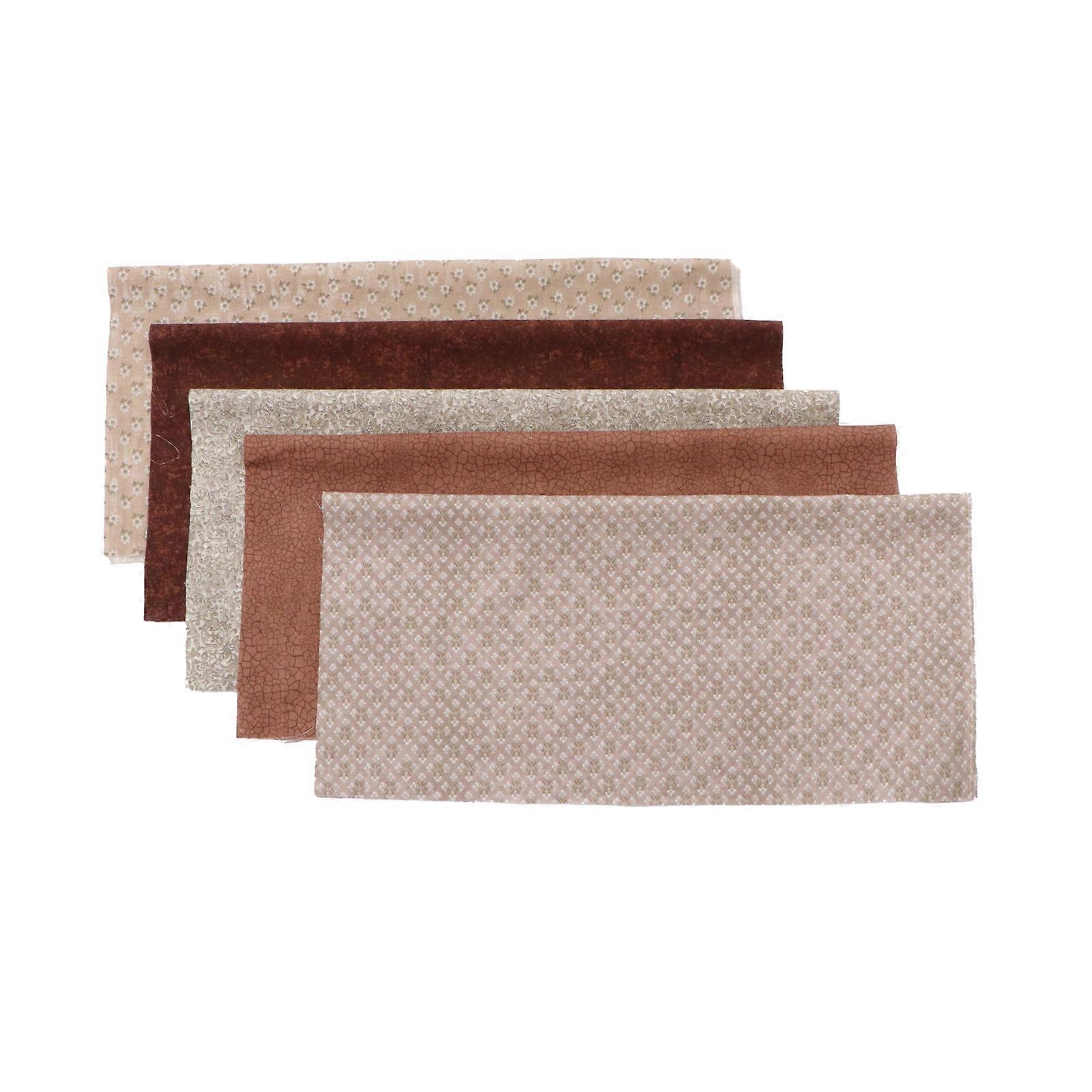 Quilting Patchwork Fabric Cloth for DIY Projects 5Pcs Coffee Cotton Material