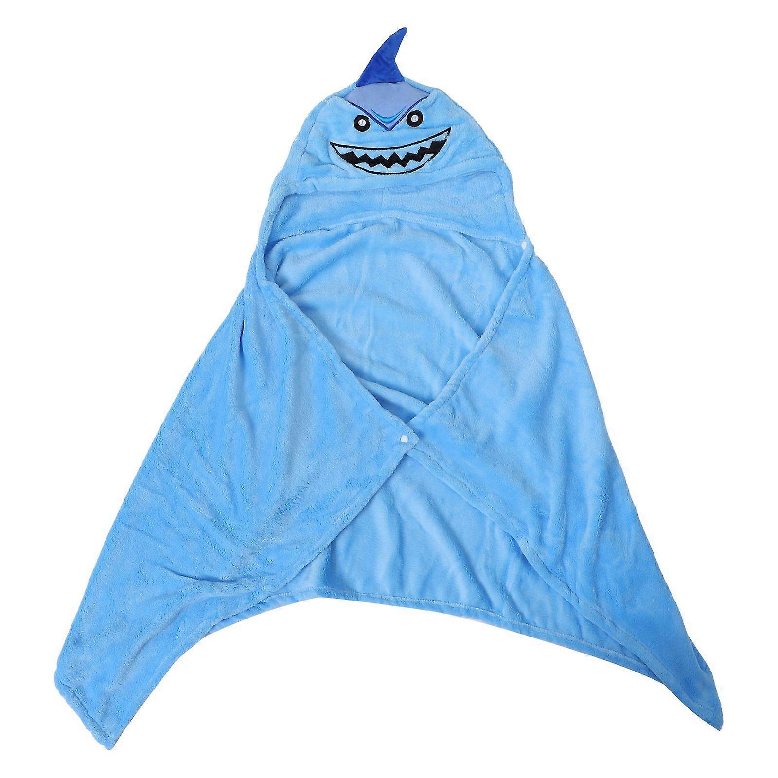 Blue Hooded Bath Towel for Child Use Made of Soft Coral Fleece with Cartoon Pattern 28.5 x 51.5 inches