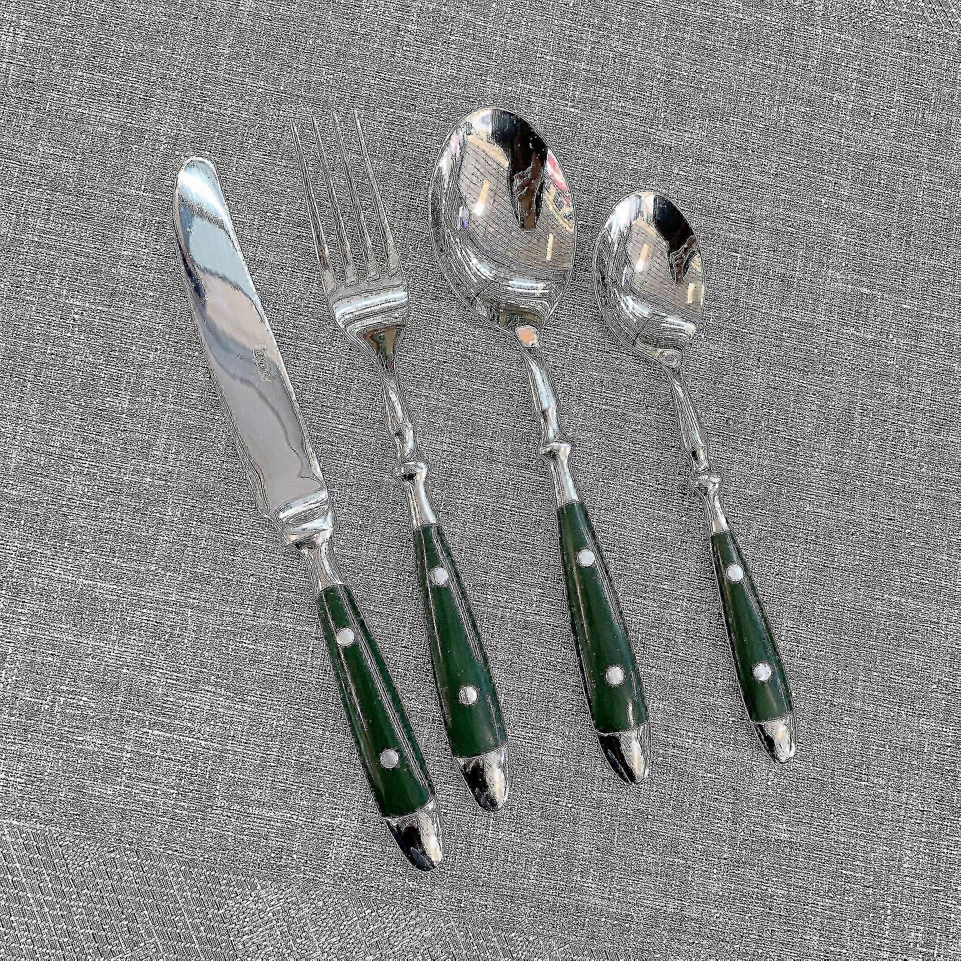 Stylish Resin Rivets Cutlery Set Stainless Steel Utensils 4 in 1 Dinnerware for Home Use