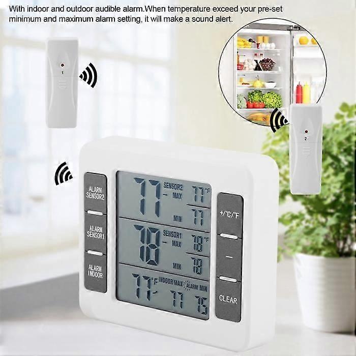 2Pcs Digital Refrigerator Temperature Probe Thermometer -Tun