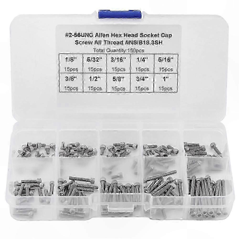 Hex Socket Cap Screws Assortment, 9 Sizes, 150 Pieces with Storage Box