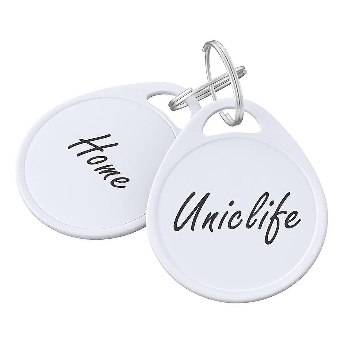 1.5Inch Tough Plastic Key Tags Round White Item Identifiers with Blank Paper Label Stickers and Spli
