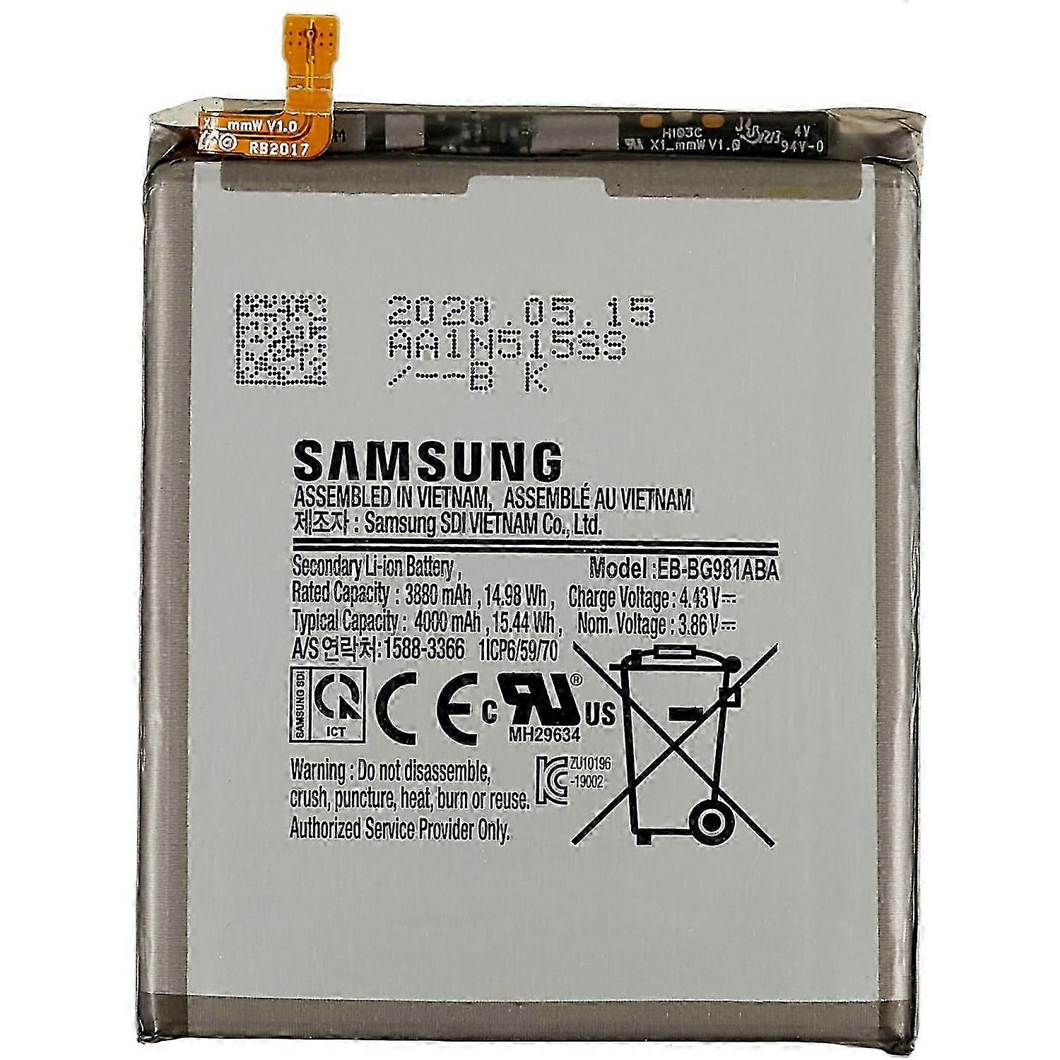 For Samsung Galaxy S20 5G 3.86V 3880mAh Li ion Polymer Battery Assembly Part (Encode: EB BG981ABA)