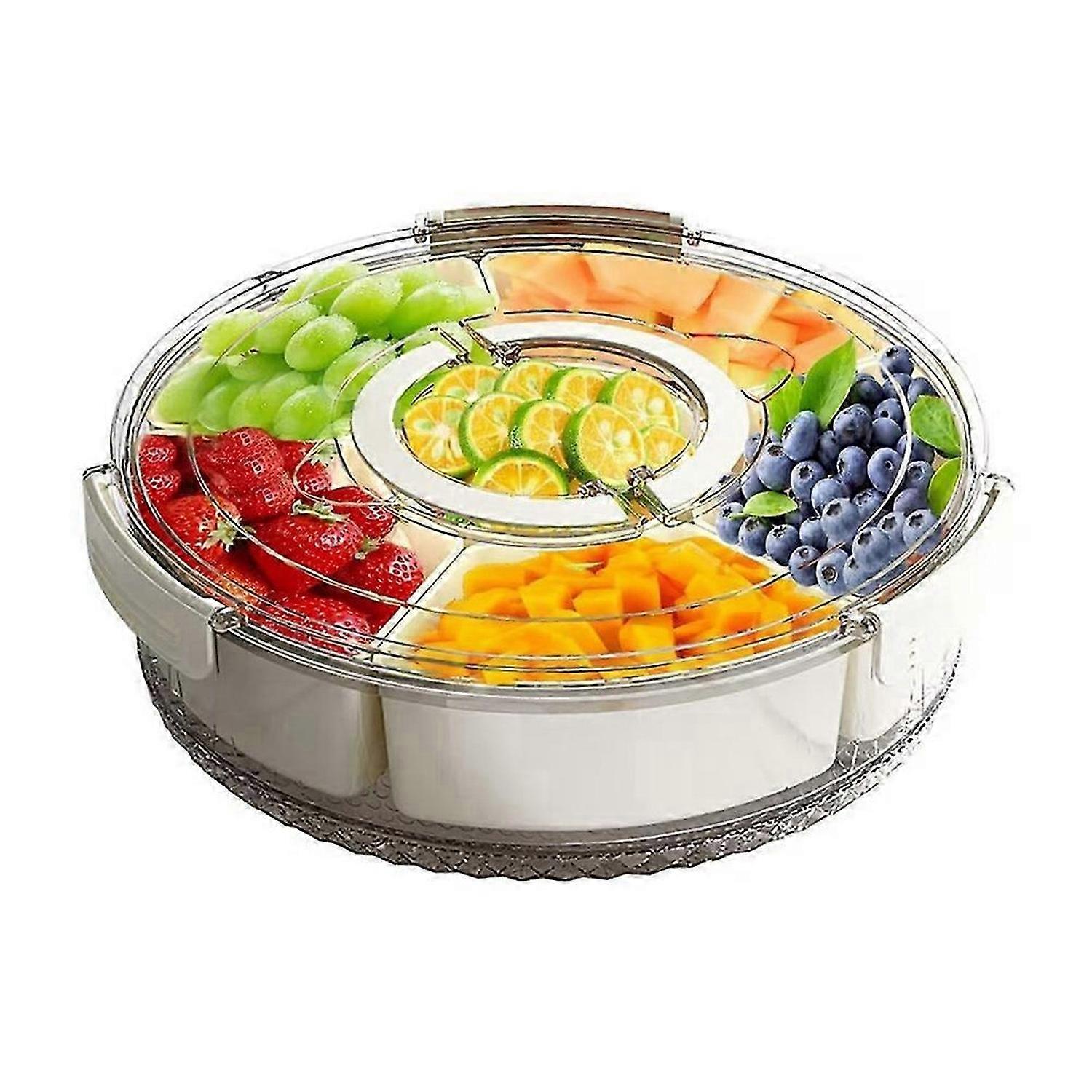 Six-Grid Rotating Snack Box Container with Handle