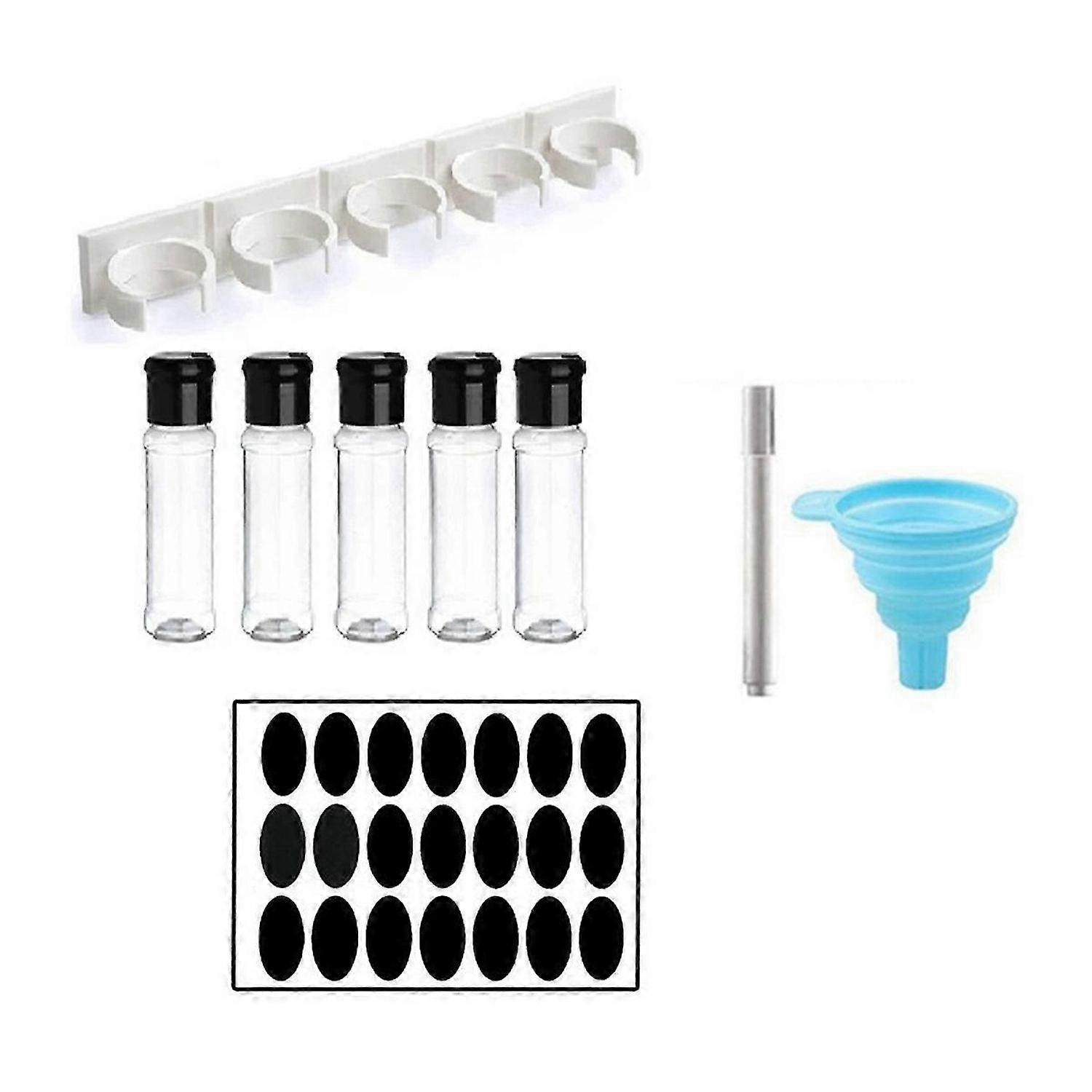 Plastic Spice Jar Organizer with Rack for Kitchen Seasoning Storage