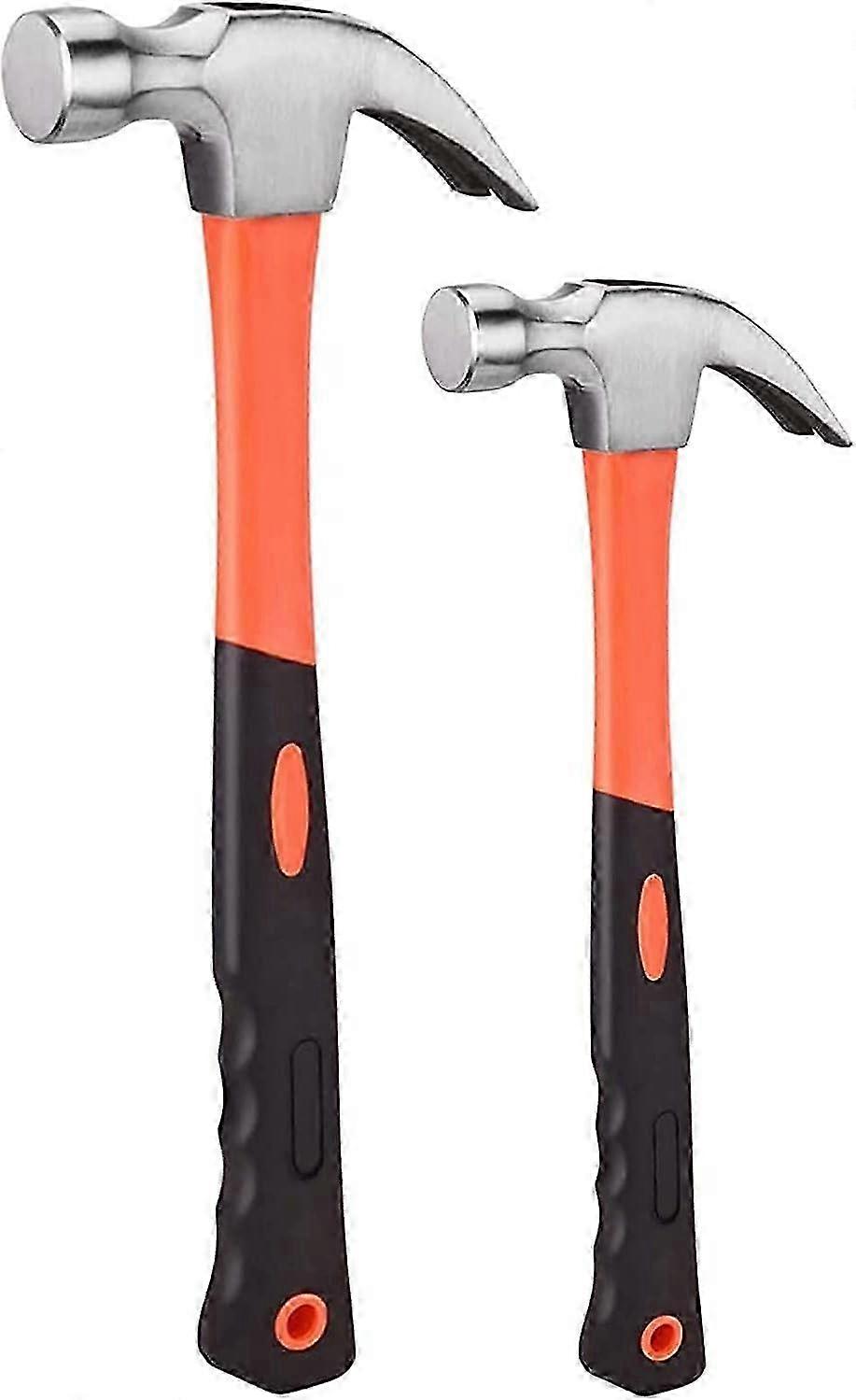 Professional Claw Hammers, Set Of 2, With Magnetic Surface For Strong Attraction, Non-Slip Grip Handle And Fiberglass Handles, Essential For General 2