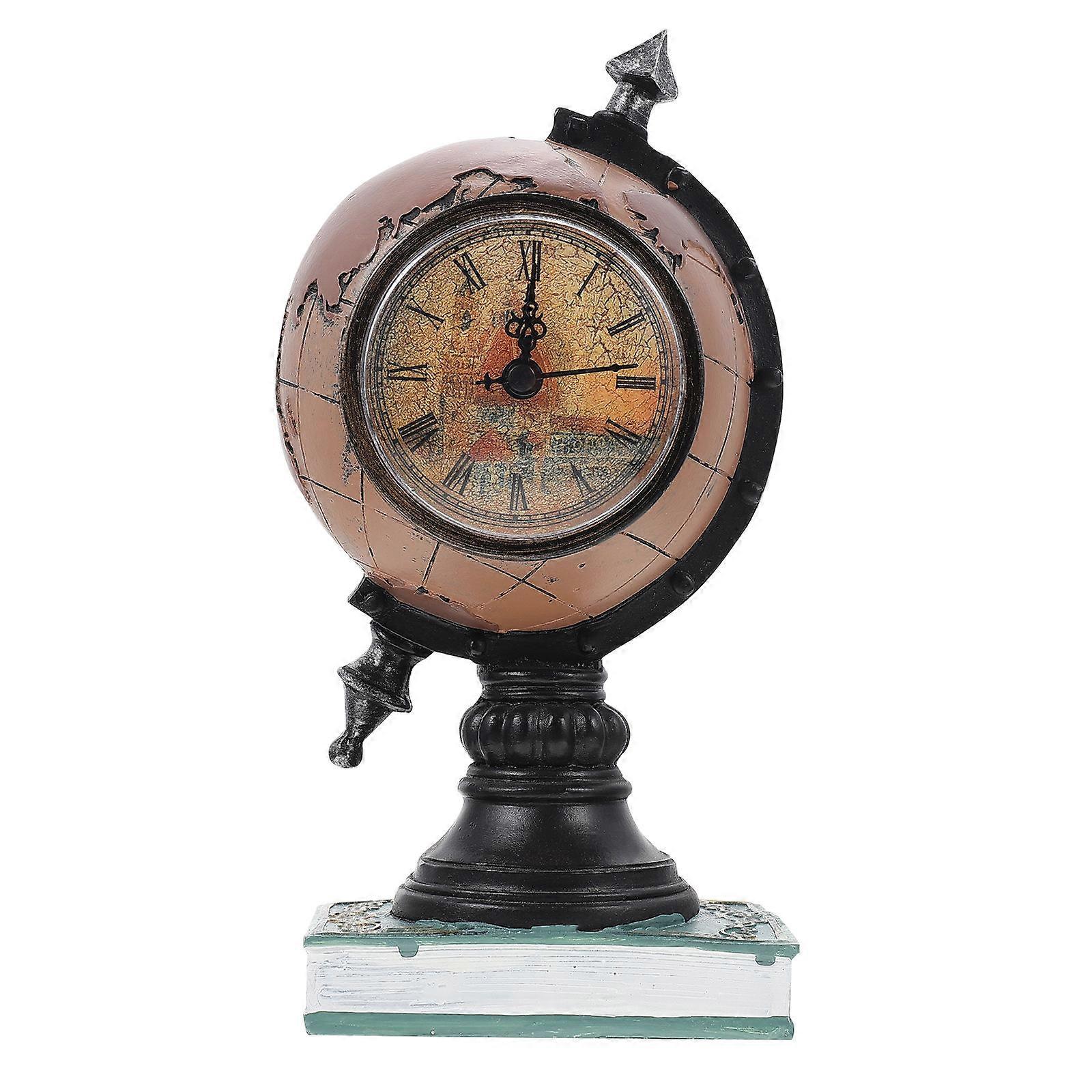Creative Clock Adornment Retro Small Clock for Decor 1Pcs Brown Synthetic Resin