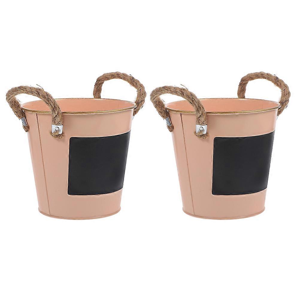 Iron Handheld Flower Bucket for Storage Use 2Pcs Multi-Color Flowerpot