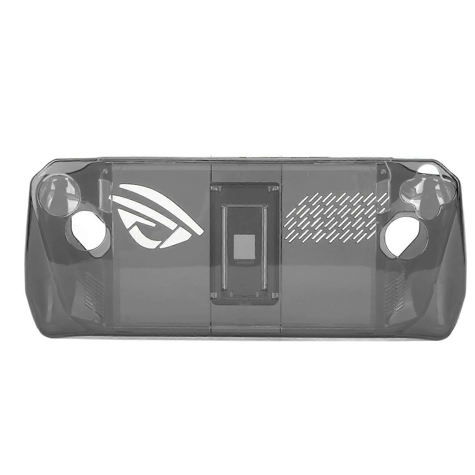 Game Console Clear Case Shockproof Prevent Slip TPU Protective Cover with Bracket for ASUS ROG Ally Handheld 2023 Transparent Black