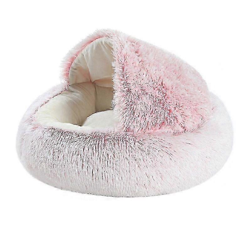 Pet Cat Small Dog Round Plush Warm Bed Semi-enclosed Nest
