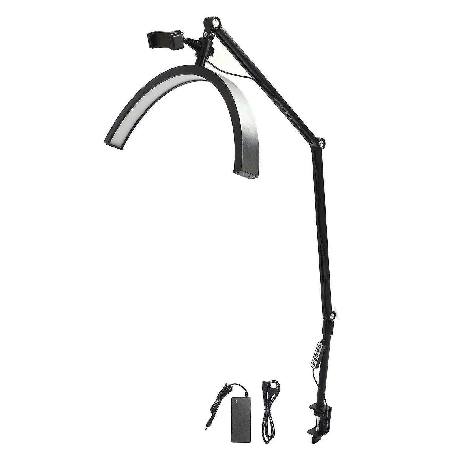 Half Moon Lamp 20W Eyelash LED Light Dimmable 3 Color Temperatures Adjustable Height Beauty Light with Phone Clamp 100240V for Skincare EU Plug
