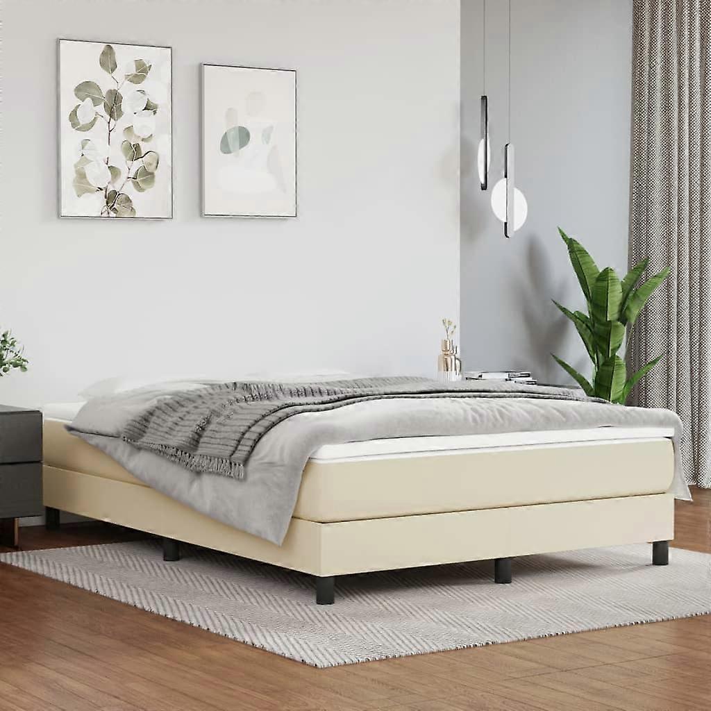 Boxspringbettgestell Creme 140x200 cm Kunstleder