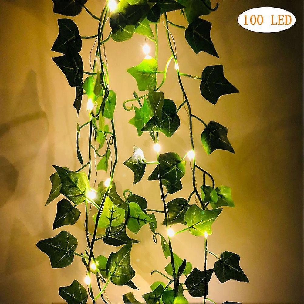 Artificial Plants LED String Light Green Leaf Vine Battery Operated Fairy String Lights for Home Wedding Decor