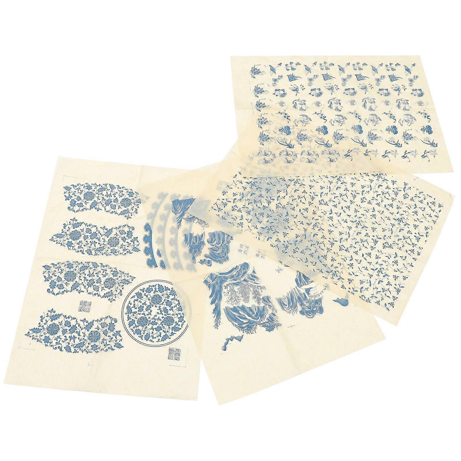Pottery Underglaze Paper for Decoration 4 Sheets Chinese Style Transfer Paper