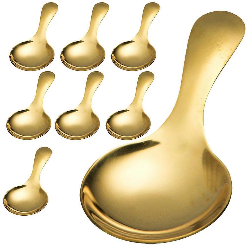 Small Soup Spoons Stainless Steel Soup Spoons Tableware Outdoor Camping Golden Material for Eating 8Pcs