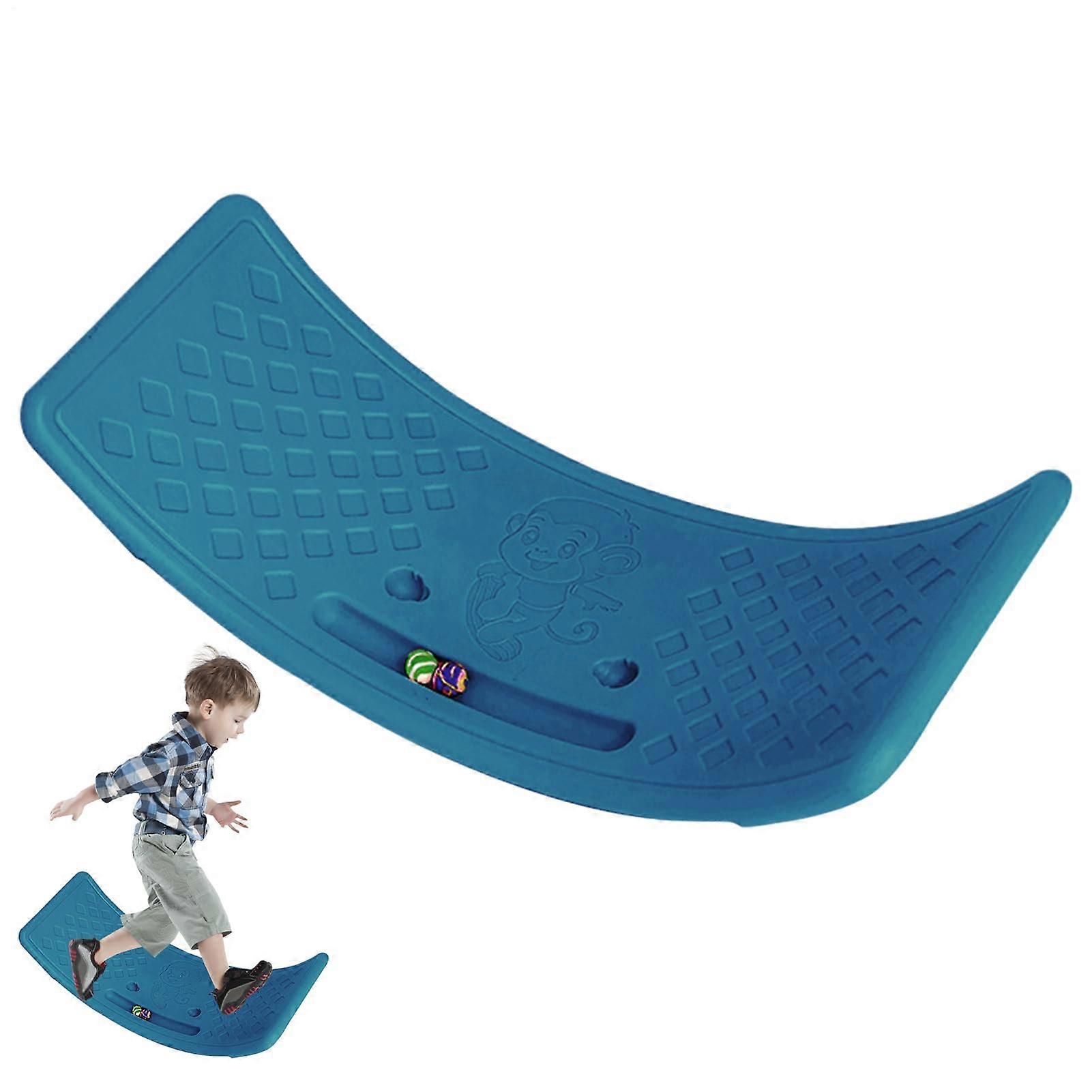 Children Rocker Wobble Curved Training Board Sensory Learning Toy Wobbling Exercise Board Blue Indoor Use 25 Kg