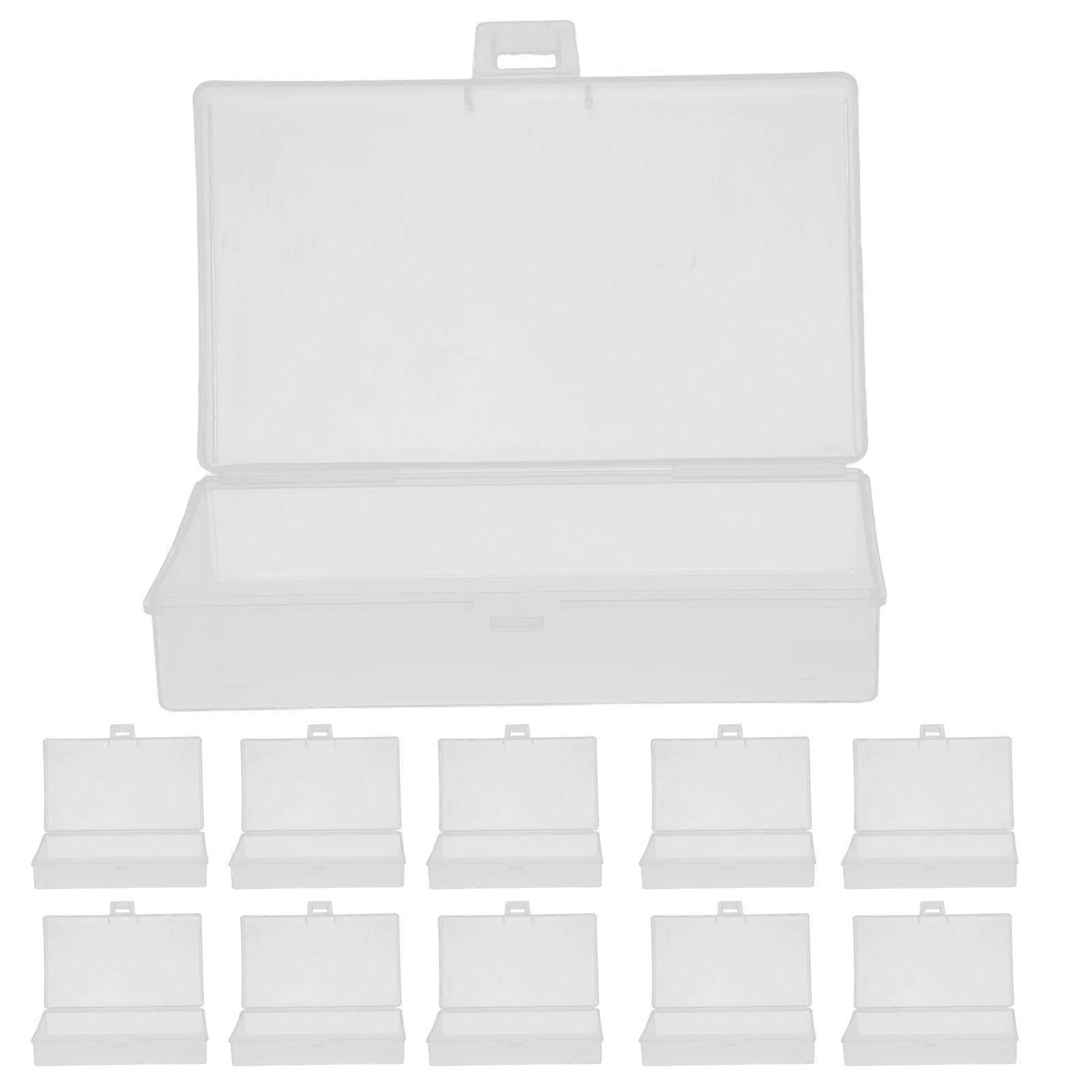 12pcs Small Plastic Containers: Mini Clear Plastic Storage Boxes with Hinged Lids - Transparent Rectangular Containers for Beads Jewelry Crafts and Sm