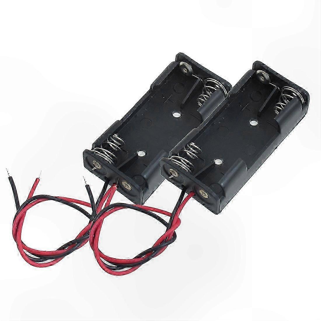 Battery Case for 2 AAA Cells with 2-Pin Connector, Durable Plastic Enclosure for 1.5V Batteries