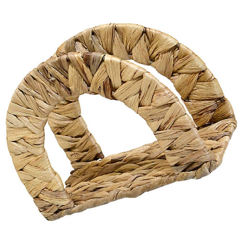 Decorative Napkin Holder Woven Stand for Dinner Table 2Pcs Beige