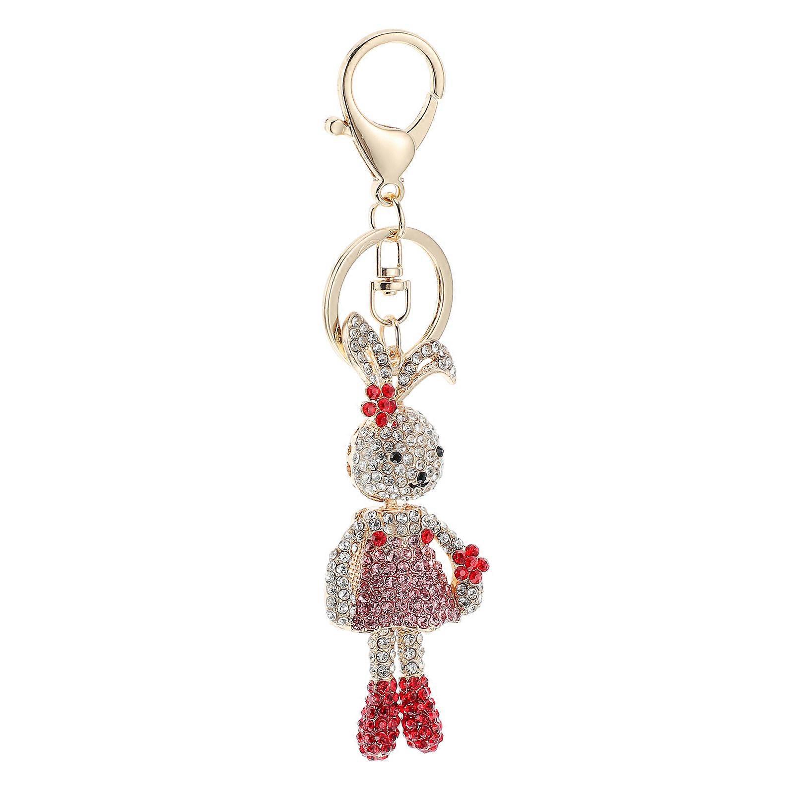 Rhinestone Key Ring Rabbit Shape Key Chain 1Pcs Portable Hanging Accessory