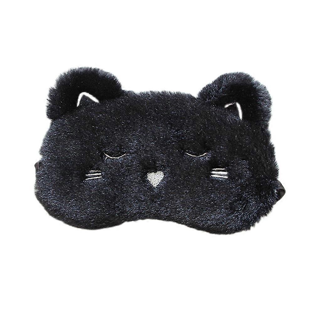 Sleeping Eye Mask Black Plush Cartoon Blindfold for Sleeping Use 2Pcs