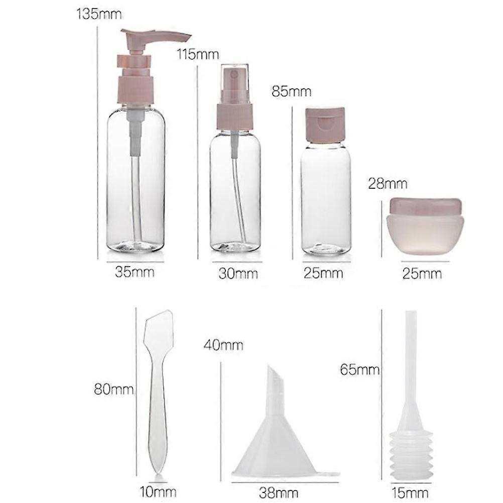 Reusable Empty Makeup Bottles for Storage 8Pcs Travel Pink Cosmetic Kit