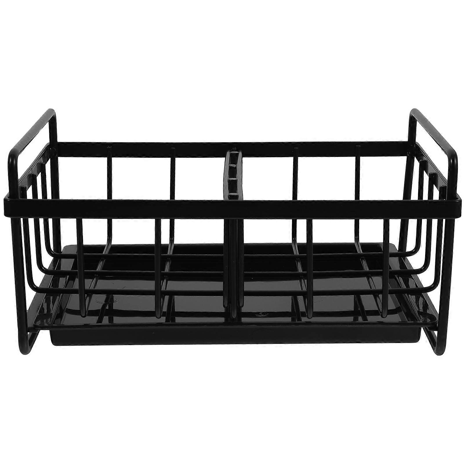 Kitchen Sink Organizer Rectangular Bathroom Use Black Carbon Steel and Pp Storage 1Set